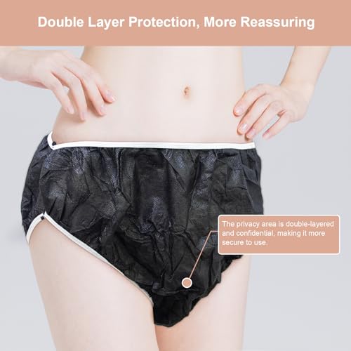 Disposable Underwear Underpants - One-Time Use Black 50 Pcs Set for Hotel Spa Travel