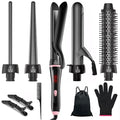 5-in-1 Curling Iron Set with Ceramic Barrels & Thermal Brush for Salon-Quality Hair