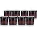 (8 Pack) 16 oz Amber Plastic Wide Mouth Jar with Black Lids