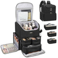 Relavel Makeup Backpack Large Makeup Bag with 3 Clear Set Bags, Dual Layer Professional Cosmetic Organizer Travel Train Case Makeup Artist Kit with Adjustable Dividers & Easy to Clean Lining, Black