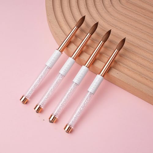 CAMI Kolinsky Acrylic Nail Brush ? Professional 100% Pure Kolinsky Hair, Crimped Ferrule, High Liquid Retention for Smooth Acrylic Application (White Handle)