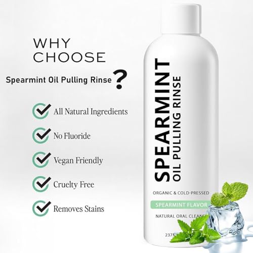 Spearmint Oil Pulling Rinse - Organic Coconut Oil for & Gum Health, 237ML - Variation 1