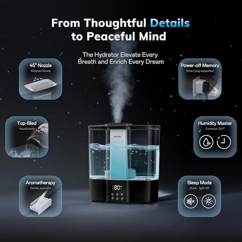 AEOCKY 4L Top-Fill Cool Mist Humidifier Black Ultrasonic Baby-Ready