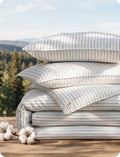 Bedsure Queen Size Stripe Duvet Cover Set Linen-Like Cotton 3-Piece