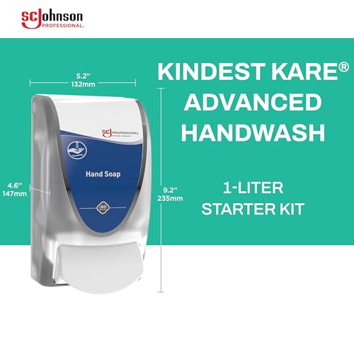 SC Johnson Professional Kindest Kare Advanced Hand Soap Starter Kit with Soap Dispenser and 1L Soap Cartridge for Hospital, Medical and Professional Use