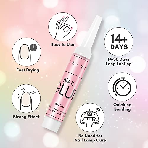 Makartt Super Strong Nail Glue for Press Ons: 100PCS Bulk Long Lasting Professional Adhesive for Fake Nail Tips,Strong, Quick Air Dry Glue 0.07oz Supplies for Salon Manicure Supplies and Home DIY Use