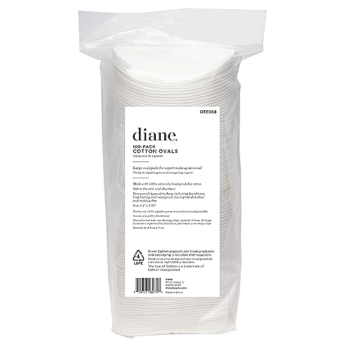 Diane Multi-Layer Cotton Ovals - 100 Count, Hypoallergenic Makeup & Nail Polish Remover Wipes - Pack of 2