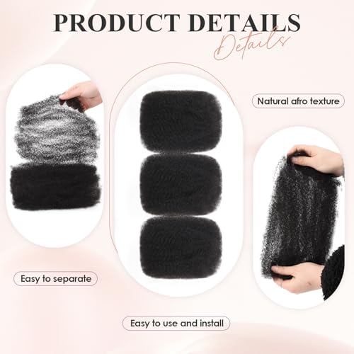 JIAJIA Afro Kinky Human Hair Extensions 14 Inch Bulk for Twists & Dreadlocks - Afro1B Variation