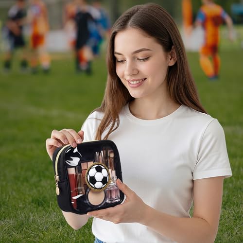 12 Pcs Soccer Themed Makeup Bags for Girls - Transparent PVC Small Organizer - Variation of THIS Listing