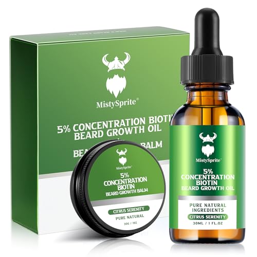 Beard Growth Oil & Balm Kit - Citrus Serenity with 5% Biotin & Natural Oils