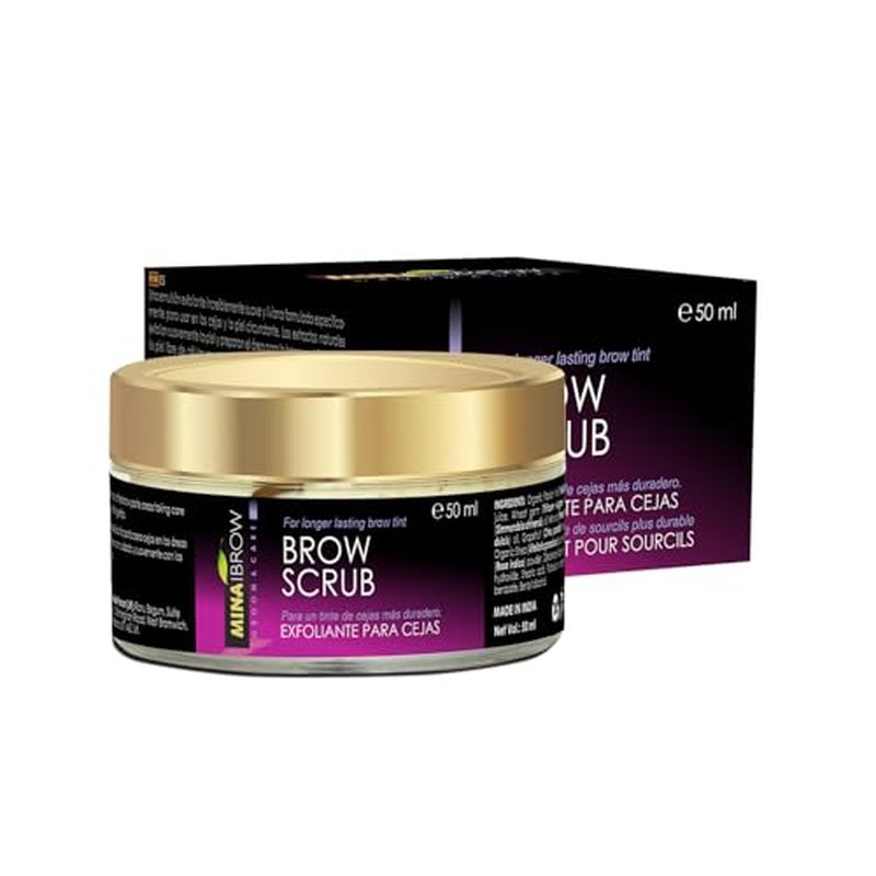MINA Brow Scrub | For Long-Lasting Henna Or Tint | Natural Extracts Gently Exfoliate The Skin | Prepare The Area For Henna Or Tint 50ml | Organic Brow Scrubber for Tinting Process