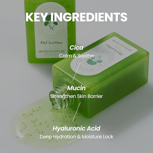 HyCicaMue Ampoule | Lightweight Calming Serum for Sebum Control, Pore Soothing & Barrier Care | Cica, Hyaluronic Acid, Vegan Mucin | Smooth & Fast-Absorbing, Non Comedogenic | Korean Skin Care