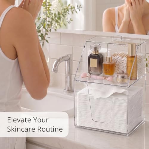 2-in-1 Disposable Facial Towel Holder & Bathroom Vanity Organizer
