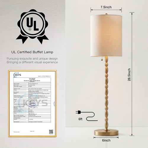 BRASSLISM Gold-Plated Buffet Lamps Set of 2, 28.5" Tall Brass Finish Entryway & Living Room Lighting