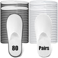 Disposable Hotel Slippers Bulk 80 Pairs - White & Gray, Hotel Comfort Footwear