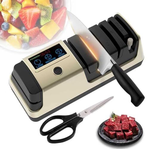 Light Gold 5-in-1 Electric Knife Sharpener for Kitchen & Scissors