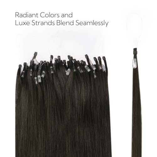 Dark Brown Micro Link Hair Extensions - Human Hair 20 Inch 50g 50 Strands - Micro Bead Weave