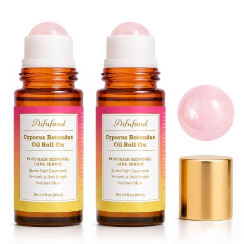 Cyperus Rotundus Hair Removal Oil with Rose Quartz Roll-On - Pink, 2 Fl Oz (Pack of 2)