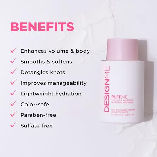 Design.Me Puff.ME Volumizing Conditioner 10 Fl Oz - Hydrating, Adds Volume & Shine for Fine & Medium Hair