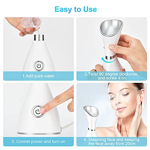 Facial Steamer for Deep Facial Cleansing & Skin Care Set | Home SPA & Pore Unclogging Nano Mister