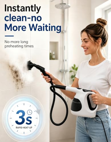 Handheld Steam Cleaner - Fast 3-Second Heat-Up, 400ML Tank, Lightweight Multi-Surface Deep Cleaning