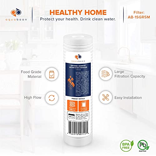 Aquaboon 5 Micron 10x2.5 Grooved Sediment Water Filter Cartridge - 25 Pack