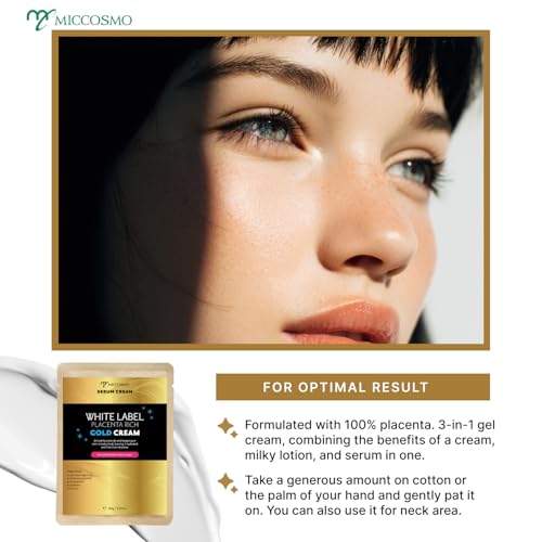 White Label Placenta Rich Gold Gel Cream 60g Hydrating Moisturizer for Face & Sensitive Areas