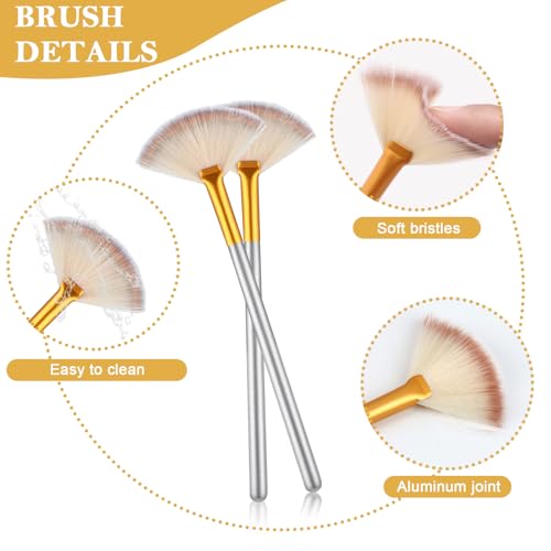 8 Pcs Gold Facial Bowl and Brush Set 4 Gold Stainless Steel Mixing Bowls 4 Facial Fan Brushes Esthetician Face Mask Brush for Mud Cream Makeup Spa Salon (8 Pcs)