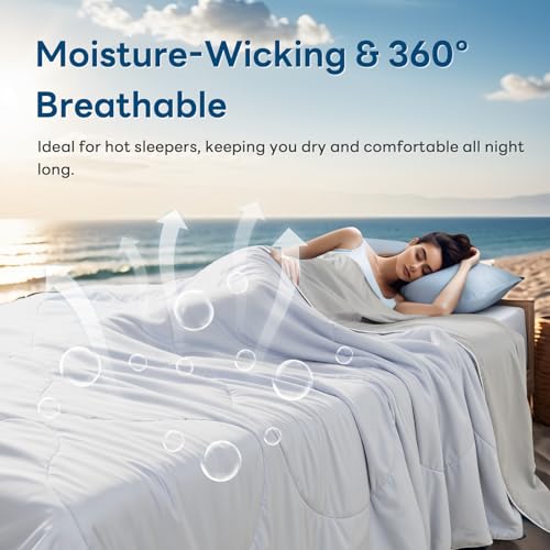 NEXHOME PRO King Size Double-Sided Cooling Comforter Blue & Grey All Season