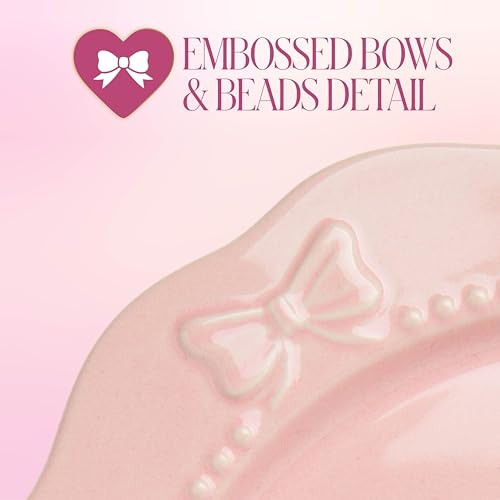 Pink Embossed Bow Dinnerware Set - 12-Piece Ceramic Service for 4 by Paris Hilton