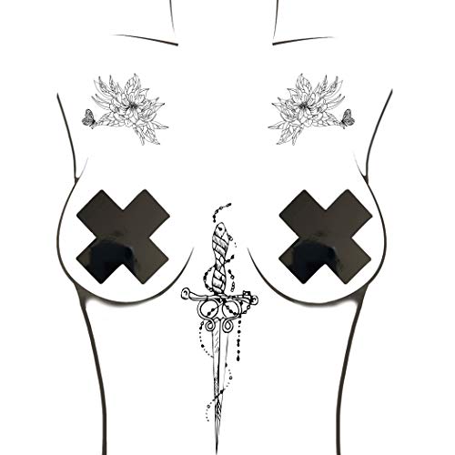 Neva Nude Daggers with Swagger Large Temporary Tattoo Pack | Body Decoration for Festivals, Raves, and More