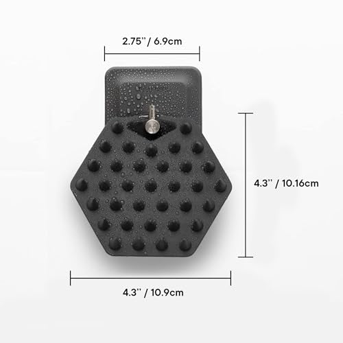 TOOLETRIES Scalp Scrubber & Hook - Silicone Exfoliating Hair Scrubber for Men, Bath & Shower Accessories - Features Silicone-Grip Technology, Removable & Reusable