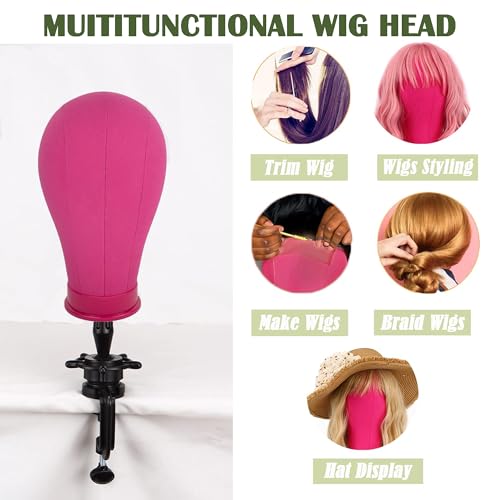 ROSY 23-Inch Wig Canvas Head Mannequin with Stand & Accessories for Wig Making