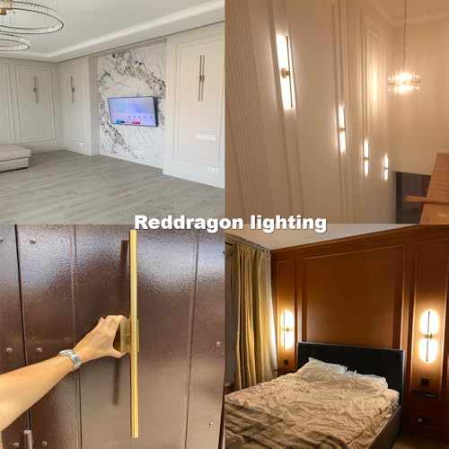 24 Inch Narrow Gold Wall Sconce Set of 2 - Suitable for Small Junction Box, Modern Picture Lights, Dimmable Vanity Lights for Bathroom & Bedroom - Variation: 24 Inch Suitable for Small Junction Box Only / 2X Hardwired Gold Sconce