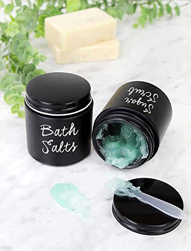 Black Coated Glass Cosmetic Jars 4oz Pack of 12 with Black Metal Lids