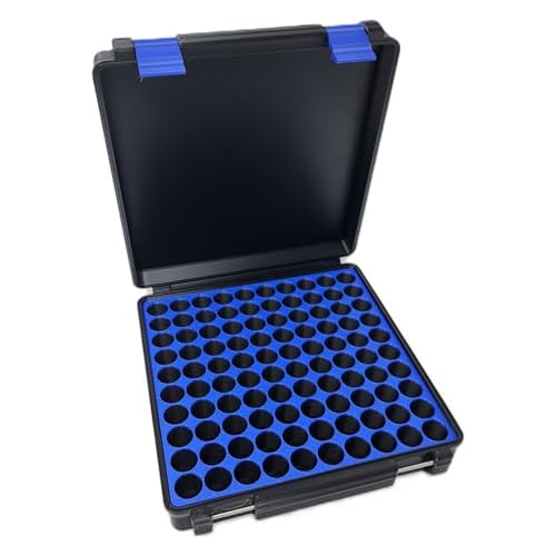 3D Printed - 3ml Vial Storage Case - Freezer Safe Hard Shell Peptide Case for Home, Fridge, Travel (Black/Blue, 100 3ml Vials)