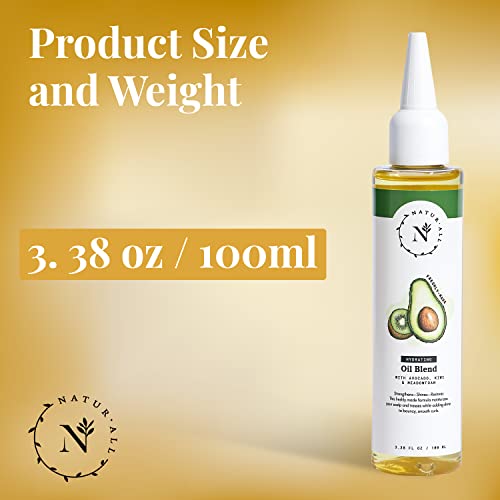 NaturAll Hydrating Hair Oil Blend with Cold Pressed Avocado & Kiwi Seed Oils - Hair Growth Serum for Repair & Frizz - Avocado & Kiwi Variation