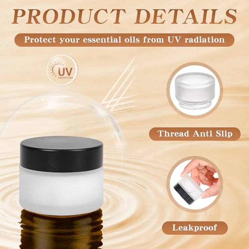 1 oz Glass Jars with Lids, Empty Cosmetic Jars, Airtight Containers with Inner Seal for Creams, Balms, Ointments, DIY Crafts, Salves (24 Pack, Clear Frosted)
