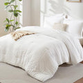 White King Size Seersucker Comforter Set - 7 Pieces All-Season Bedding