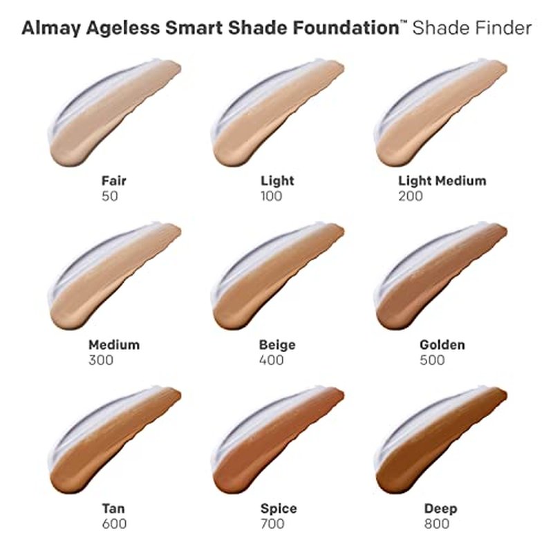 Almay Anti-Aging Foundation, Smart Shade Face Makeup with Hyaluronic Acid, Niacinamide, Vitamin C & E, Hypoallergenic-Fragrance Free, 100 Light, 1 Fl Oz (Pack of 1)