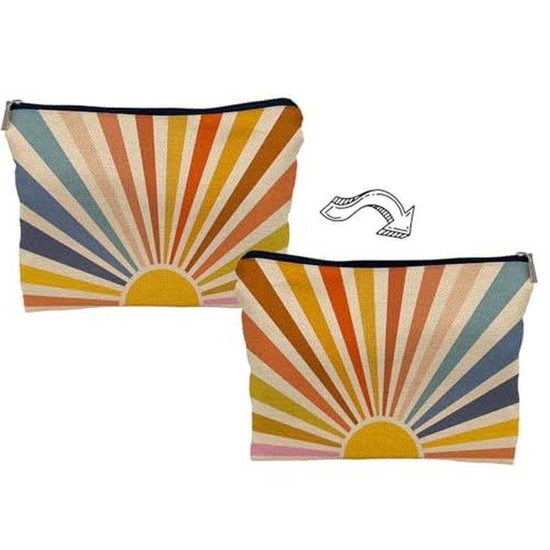 Boho Makeup Bag, Boho Sunshine Cosmetic Bags for Women, Boho Gifts for Women, Retro Small Makeup Cosmetic Bag for Purse