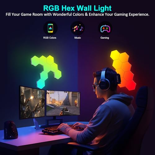 20-Pack Hexagon RGB Light Panels - Smart App & Remote Gaming Wall Lights