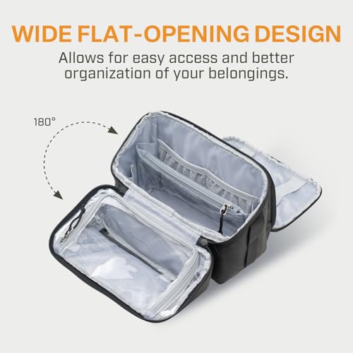 Everfun Medium Black Travel Toiletry Bag for Men & Women with Wet Dry Separation