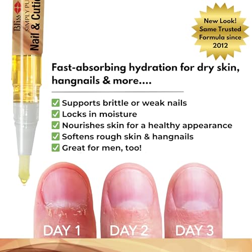 Bliss Kiss | 4 Vanilla Fragrance Nail Oil Cuticle Pens w/Vitamin E & Jojoba?Nail Strengthener Nail Growth Serum for Brittle Peeling Breaking Thin Nails