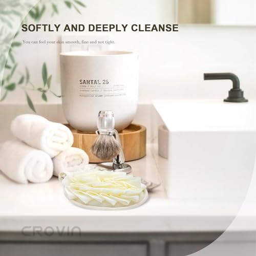 Crovin 4 Count Bath Loofah Sponge for Shower Mesh Puff Exfoliating Body Scrub 7x5