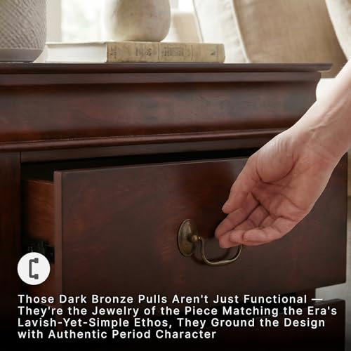 Nightstand with 2 Drawers - Traditional Louis Philippe Style, Reddish Brown Finish