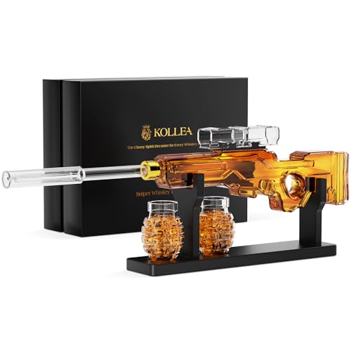 Kollea Whiskey Decanter Set with Grenade Glasses - Unique Gift for Him