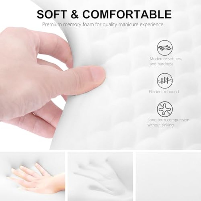 Arm Rest for Nails Tech,U Shape Comfortable Nail Arm Rest Pillow Cushion,Detachable Manicure Hand Rest Holder with Anti-slip Legs,Memory Foam(White)