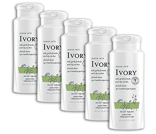Ivory Aloe Scented Body Wash 21 oz Pack of 5 - Gentle, Dye-Free, Trusted for Generations Variation of Aloe Vera