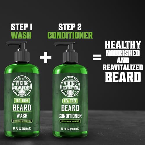 Viking Revolution Tea Tree Beard Wash - 17 oz Hydrating & Softening Shampoo